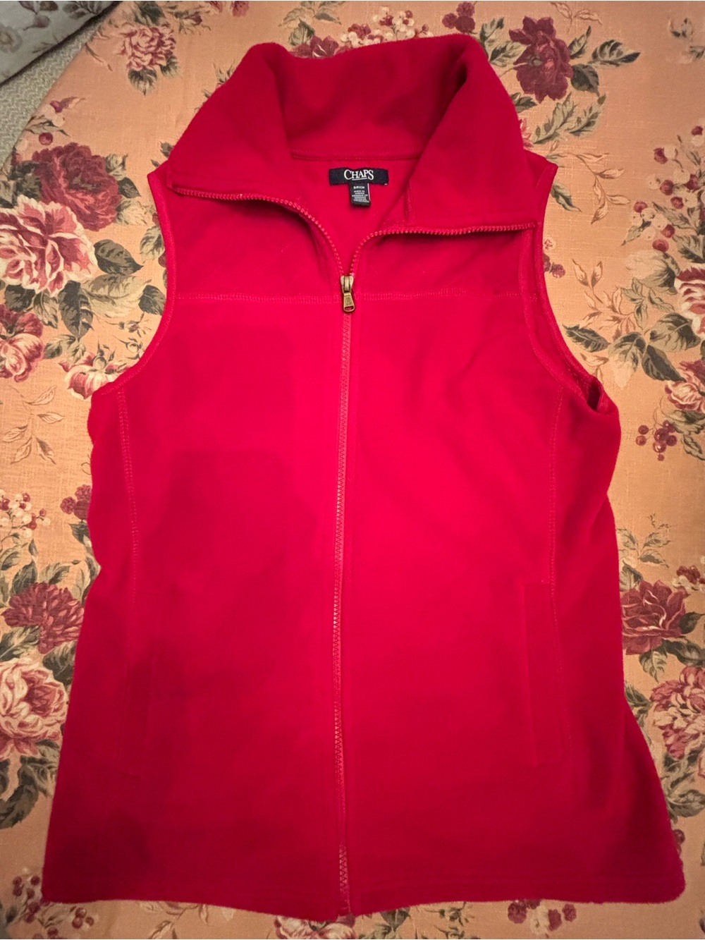 Chaps Women's Bright Red Zip-Up Fleece Vest